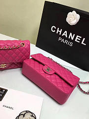 CHANEL 1112 Rose Red Medium Size 2.55 Lambskin Leather Flap Bag With Gold/Silver Hardware - 5