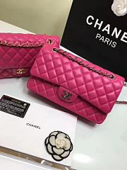 CHANEL 1112 Rose Red Medium Size 2.55 Lambskin Leather Flap Bag With Gold/Silver Hardware - 3