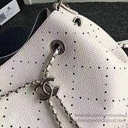 2017 Chanel Perforated Drawstring Bucket Bag White A93596 VS02239 - 6