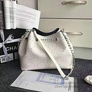 2017 Chanel Perforated Drawstring Bucket Bag White A93596 VS02239 - 5