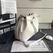 2017 Chanel Perforated Drawstring Bucket Bag White A93596 VS02239 - 4