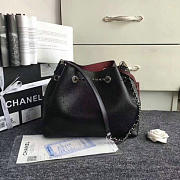 2017 Chanel Perforated Drawstring Bucket Bag Black A93596 VS08910 - 5