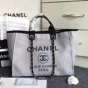 Chanel Grey Canvas Large Deauville Shopping Bag A68046 VS07815 - 1