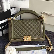 Chanel Green Quilted Caviar Boy Bag with Top Handle 180302 VS09524 - 1