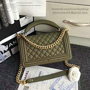 Chanel Green Quilted Caviar Boy Bag with Top Handle 180302 VS09524 - 5