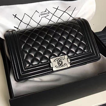 Chanel Medium Quilted Lambskin Boy Bag Black A13043 VS03324