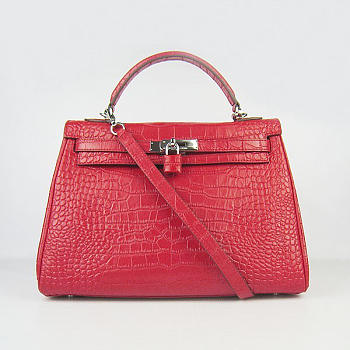 Hermes Kelly 6108 Red Crocodile Bag