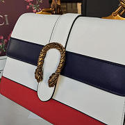 Gucci Dionysus medium top handle bag white/blue/red leather - 5