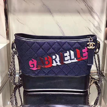 Chanel Chanels Gabrielle Hobo Bag Navy Blue & Black A93824 VS05505