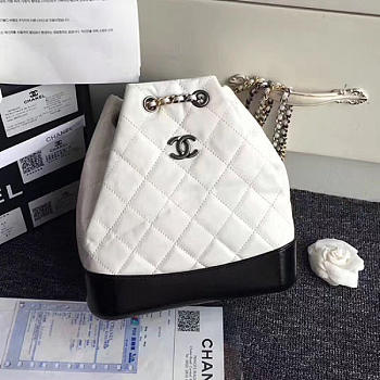 Chanel Chanels Gabrielle Backpack White and Black A94485 VS06686