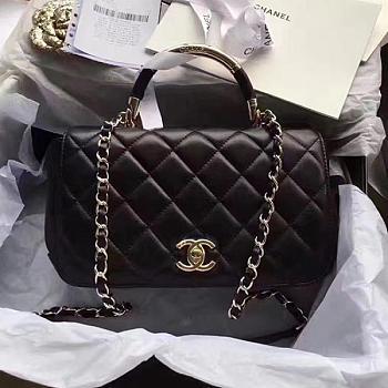 Chanel Lambskin Flap Bag with Top Handle Black A93752 VS02984