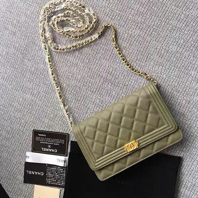 Chanel Caviar WOC Chain Wallet Green A80287 VS07114 - 1