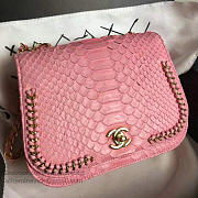 Chanel Snake Leather Flap Shoulder Bag Pink A98774 VS09287 - 4