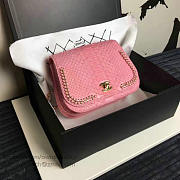 Chanel Snake Leather Flap Shoulder Bag Pink A98774 VS09287 - 3