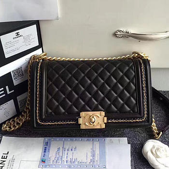 Chanel Lambskin Medium Boy Bag A67086 Black 2017 VS03723