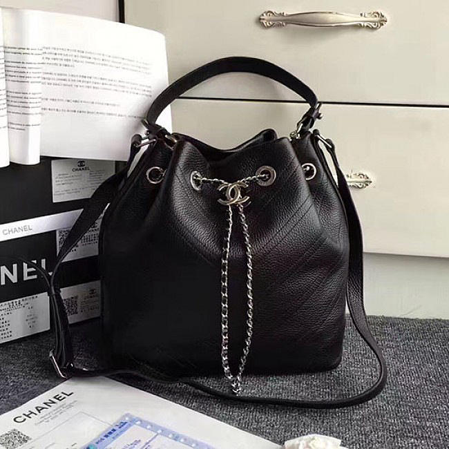 Chanel Original Calfskin Bucket Bag Balck A93597 VS09161 - 1