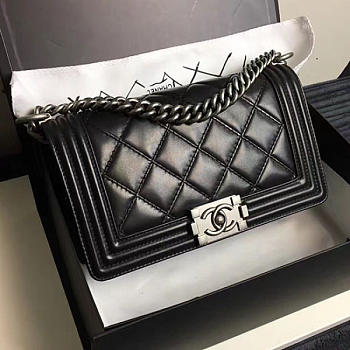 Chanel small Quilted Calfskin Boy Bag Black A14042 VS02171