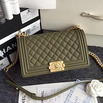 Chanel Green Quilted Caviar Medium Boy Bag A67086 VS09827