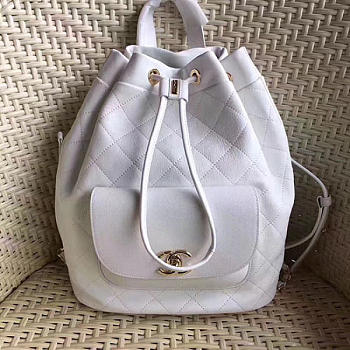 Chanel Calfskin and Caviar Backpack White A98235 VS08529