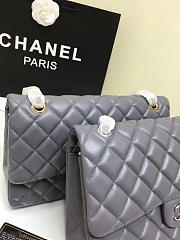 CHANEL 1112 Grey Large Size 30cm Lambskin Leather Flap Bag With Gold/Silver Hardware - 5