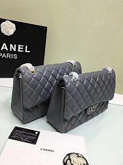 CHANEL 1112 Grey Large Size 30cm Lambskin Leather Flap Bag With Gold/Silver Hardware - 6