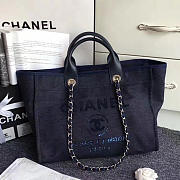 Chanel Canvas and Sequins Cubano Trip Deauville Shopping Bag Blue A66941 VS06532 - 1