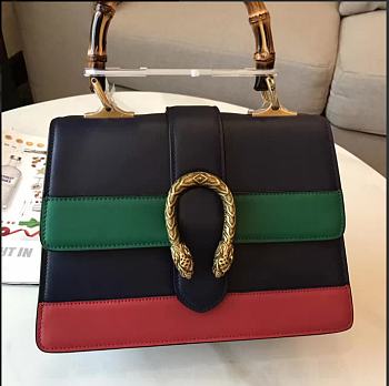 Gucci Dionysus medium top handle bag black/green leather