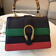 Gucci Dionysus medium top handle bag black/green leather - 3