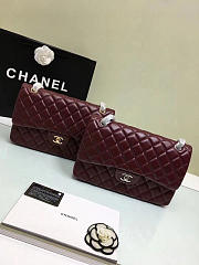 CHANEL 1112 Wine Red Large Size 30cm Lambskin Leather Flap Bag With Gold/Silver Hardware - 2