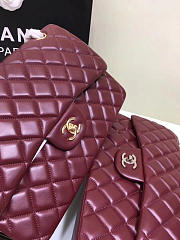 CHANEL 1112 Wine Red Large Size 30cm Lambskin Leather Flap Bag With Gold/Silver Hardware - 4