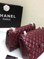 CHANEL 1112 Wine Red Large Size 30cm Lambskin Leather Flap Bag With Gold/Silver Hardware - 5