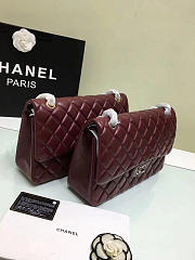 CHANEL 1112 Wine Red Large Size 30cm Lambskin Leather Flap Bag With Gold/Silver Hardware - 6