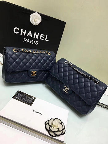 CHANEL 1112 royalblue Large 2.55 Calfskin Leather Flap Bag with Gold Hardware