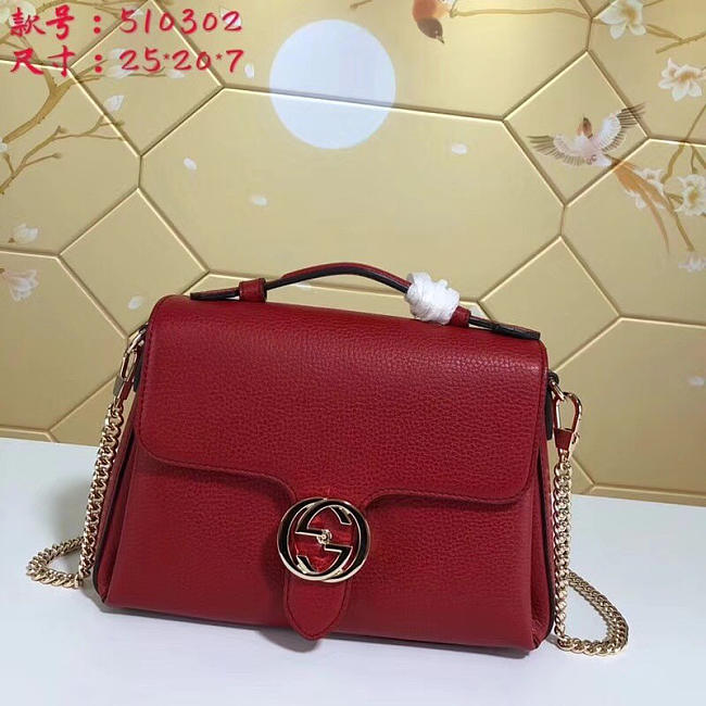 Gucci GG Flap Shoulder Bag On Chain Red 5103032 - 1