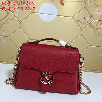 Gucci GG Flap Shoulder Bag On Chain Red 5103032