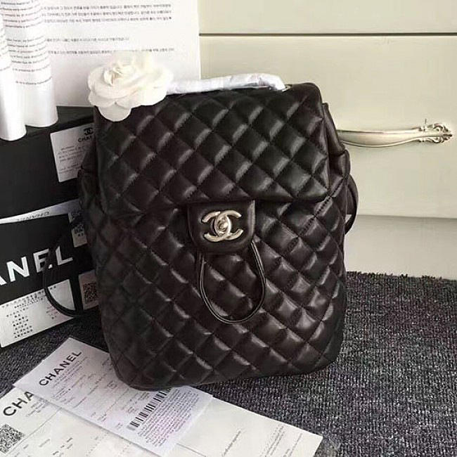 Chanel Urban Spirit Quilted Lambskin Backpack Black Silver Hardware 170302 VS06576 - 1