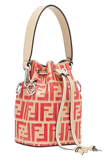 Fendi FF Mon Tresor Mini Bucket Bag In Beige Calfskin