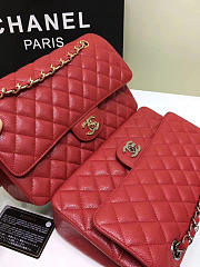 CHANEL 1112 Red Large 2.55 Calfskin Leather Flap Bag with Gold Hardware - 5