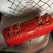 Hot Chanel Snake Leather Flap Shoulder Bag Red A98774 VS03855 - 6