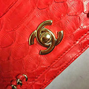 Hot Chanel Snake Leather Flap Shoulder Bag Red A98774 VS03855 - 4