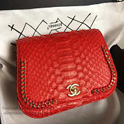 Hot Chanel Snake Leather Flap Shoulder Bag Red A98774 VS03855 - 3