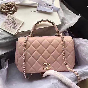 Chanel Lambskin Flap Bag with Top Handle Pink A93752 VS00969