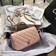 Chanel Lambskin Flap Bag with Top Handle Pink A93752 VS00969 - 6