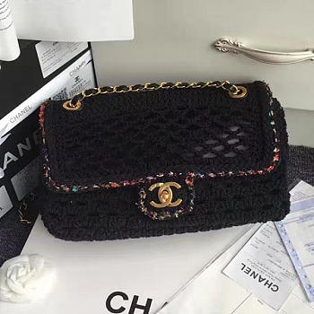 Chanel Crochet Braid Flap Shoulder Bag Black A93680 VS09431