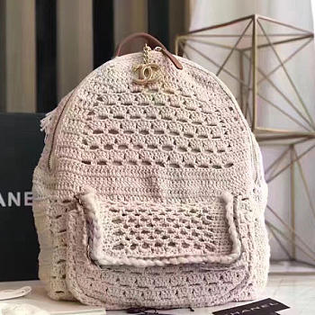 Chanel Crochet Braid Backpack White A93681 VS04725
