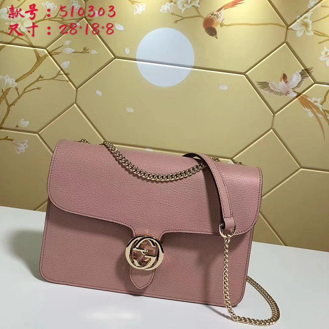 Gucci GG Flap Shoulder Bag On Chain Pink 510303 - 1