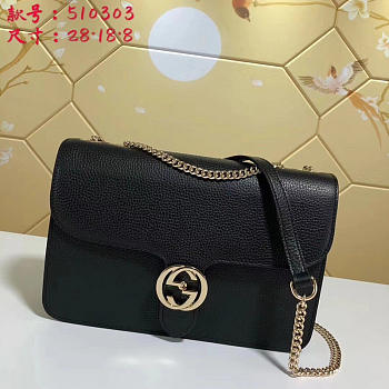 Gucci GG Flap Shoulder Bag On Chain Black 510303