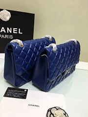 CHANEL 1112 Blue Large Size 30cm Lambskin Leather Flap Bag With Gold/Silver Hardware - 5