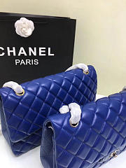 CHANEL 1112 Blue Large Size 30cm Lambskin Leather Flap Bag With Gold/Silver Hardware - 6