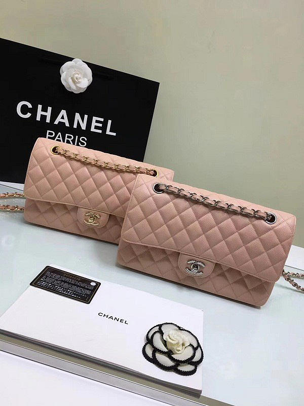 CHANEL 1112 Pink Large 2.55 Calfskin Leather Flap Bag with Gold Hardware - 1